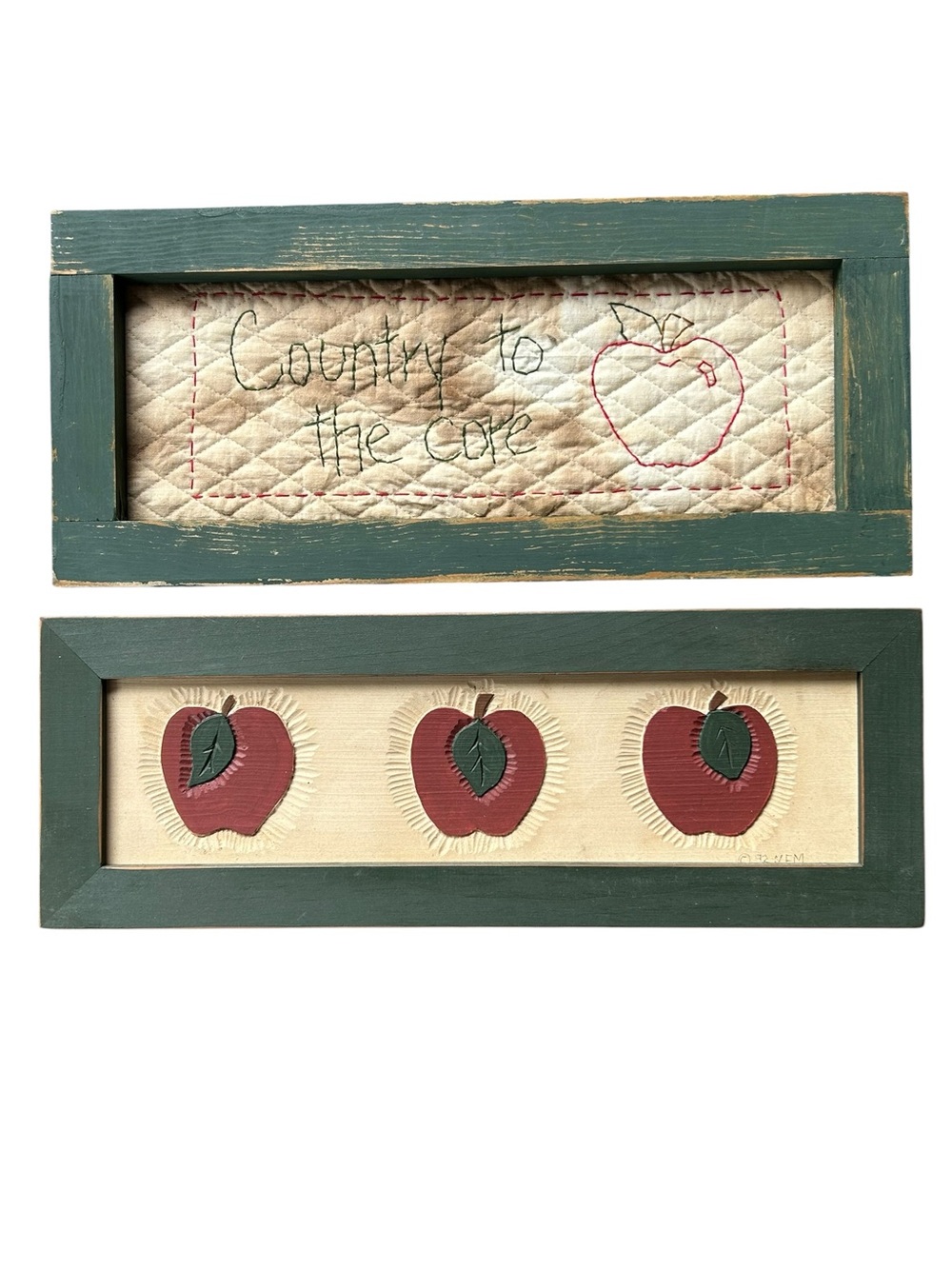 Vintage Rustic Country Apple Wooden Signs Home Decor Primitive (Lot of 2)